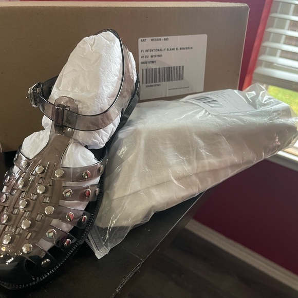 Anthropologie Ellery Transparent Sandals with Silver Accents - Picture 2 of 7